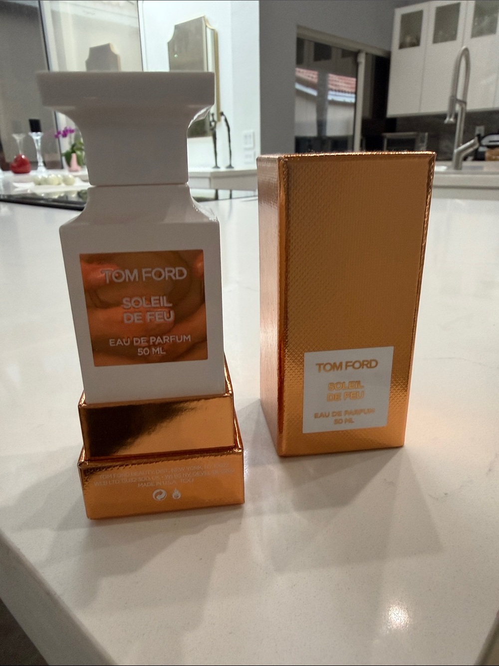 Tom Ford  Soleil de Feu White Bottle with Metallic Orange Label & Box. 50ml